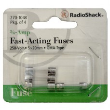 0.75 Amps 20mm Fast-Acting Fuses (4)